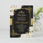 Gold Quinceanera White Mexican Girl 15e verjaardag Kaart (Staand voorkant)