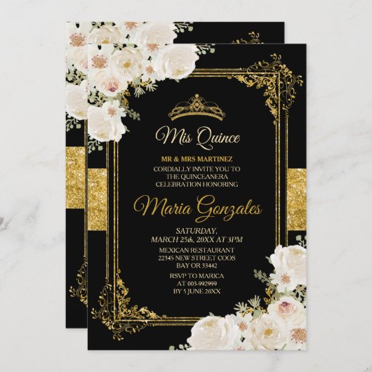 Gold Quinceanera White Mexican Girl 15e verjaardag Kaart (Voorkant / Achterkant)