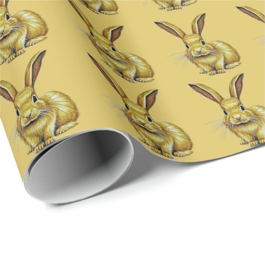 Gold Rabbit Pattern Chinese nieuwjaar 2023 Cadeaupapier (Rol Hoek)