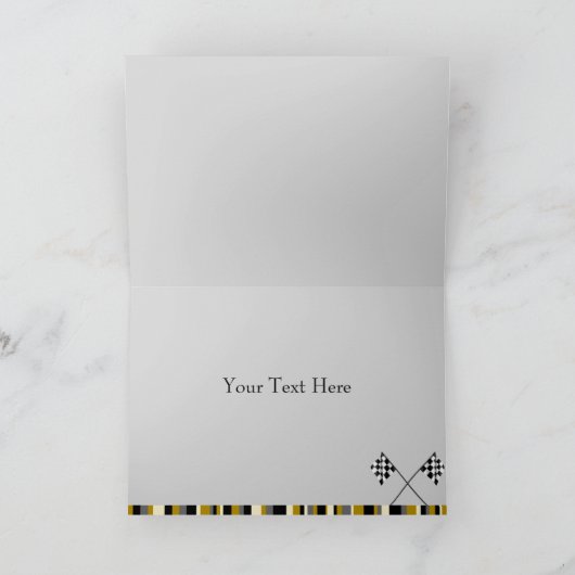 Gold Race Car bedankkaart (Binnen)