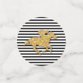 Gold Race Horse op Black and White Stripes Confetti (Kleine voorkant)