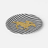 Gold Race Horse op Black and White Stripes Papieren Bordje (Gekanteld)