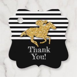 Gold Race Paard op Black Stripes Bedankjes Labels