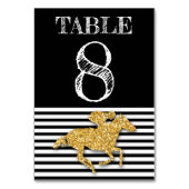 Gold Race Paard op Black & White Stripes Verjaarda Kaart (Achterkant)