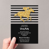 Gold Racehorse Black Stripes Derby Party Acryl Uitnodigingen (Insitu (Draagbaar))