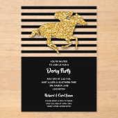 Gold Racehorse Black Stripes Derby Party Acryl Uitnodigingen (Voorkant)
