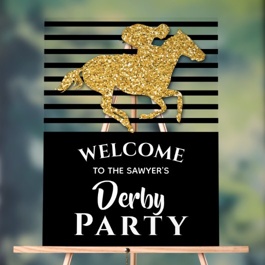 Gold Racehorse Black Stripes Derby Welkom Acryl Bord (Neutraal)