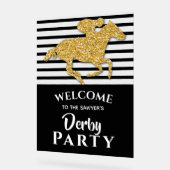 Gold Racehorse Black Stripes Derby Welkom Acryl Bord (Hoek)