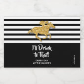 Gold Racehorse Derby Day Mini Likeurfles Etiket (Enkel label)
