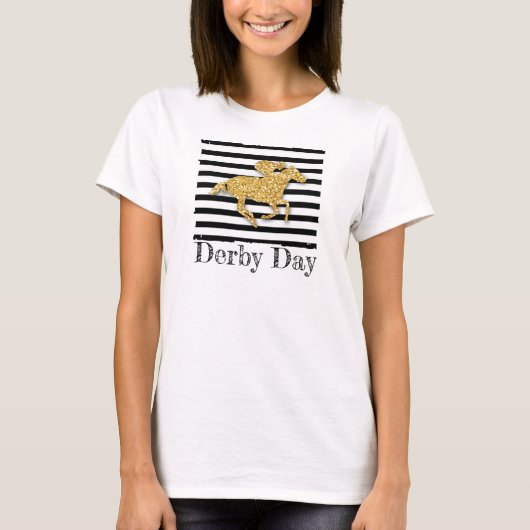 Gold Racehorse Derby Day T-Shirt (Voorkant)