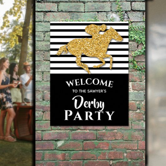 Gold Racehorse Derby Party Welkom Poster
