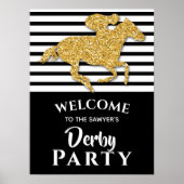 Gold Racehorse Derby Party Welkom Poster (Voorkant)