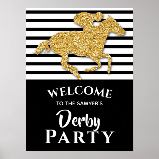Gold Racehorse Derby Party Welkom Poster (Voorkant)
