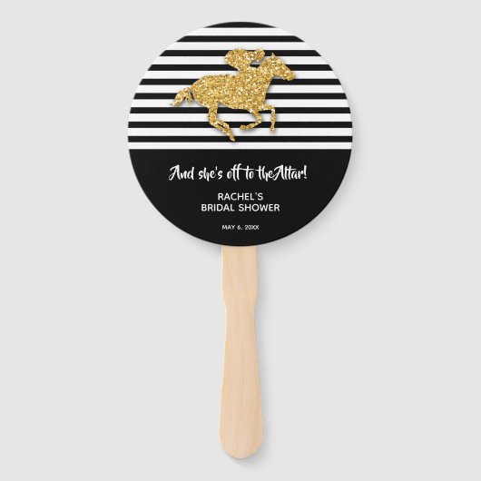 Gold Racehorse Derby Vrijgezellenfeest Handwaaier (Voorkant)