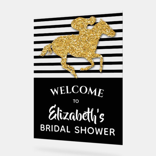 Gold Racehorse Derby Vrijgezellenfeest Welkom Acryl Bord (Hoek)