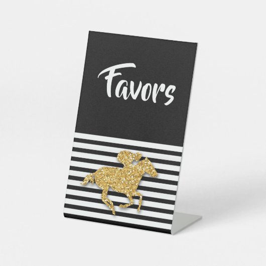 Gold Racehorse Vrijgezellenfeest Favorieten Reclamebord Met Voetstuk (Voorkant)