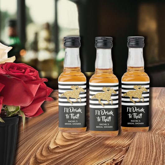 Gold Racehorse Vrijgezellenfeest Mini Likeurfles Etiket