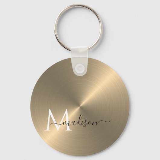Gold Radiaal Metallic Script Name Sleutelhanger (Voorkant)