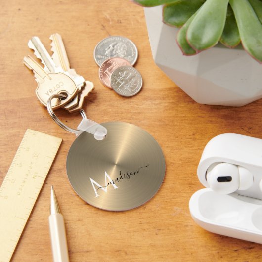 Gold Radiaal Metallic Script Name Sleutelhanger (Bureau)