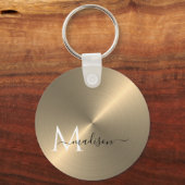 Gold Radiaal Metallic Script Name Sleutelhanger (Voorkant)