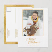 Gold Radiance Merry-kerstscript Foto Briefkaart (Voorkant / Achterkant)