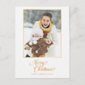 Gold Radiance Merry-kerstscript Foto Briefkaart (Voorkant)