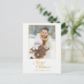 Gold Radiance Merry-kerstscript Foto Briefkaart (Staand voorkant)