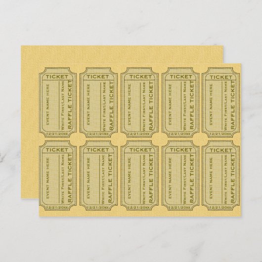 Gold Raffle Tickets Briefkaart (Voorkant / Achterkant)