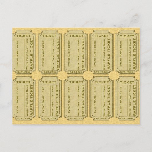 Gold Raffle Tickets Briefkaart (Voorkant)