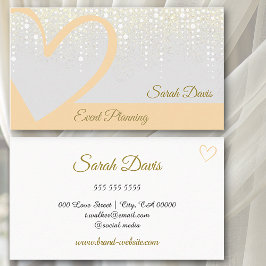 Gold Rain Dripping Cream Peach Heart Event Planner Visitekaartje