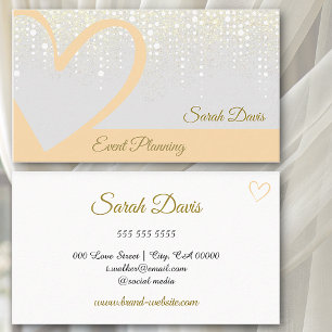 Gold Rain Dripping Cream Peach Heart Event Planner Visitekaartje