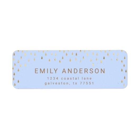 Gold Rain Drops Faux Folie Retouradres Etiket (Voorkant)