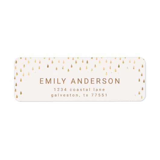 Gold Rain Drops Faux Folie Retouradres Etiket (Voorkant)