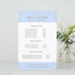 Gold Rain Drops Faux Folie Service en Prijs Flyer