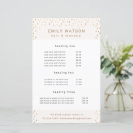 Gold Rain Drops Faux Folie Service en Prijs Flyer