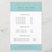 Gold Rain Drops Faux Folie Service en Prijs Flyer (Voorkant)