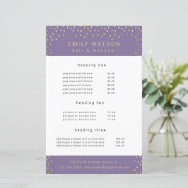 Gold Rain Drops Faux Folie Service en Prijs Flyer