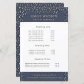 Gold Rain Drops Faux Folie Service en Prijs Flyer (Voorkant / Achterkant)