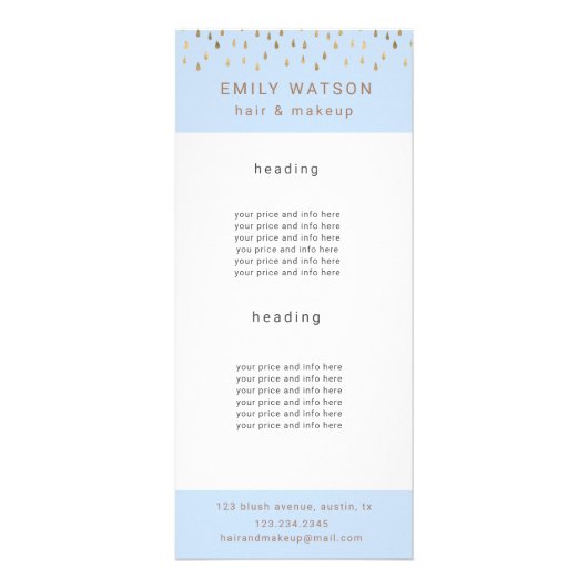 Gold Rain laat vallen Faux Folie Trendy Price Reclamekaart (Voorkant)