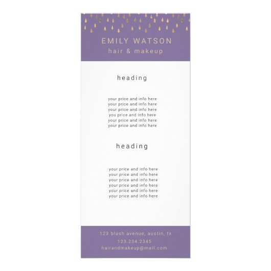 Gold Rain laat vallen Faux Folie Trendy Price Reclamekaart (Voorkant)