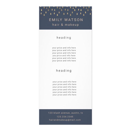 Gold Rain laat vallen Faux Folie Trendy Price Reclamekaart (Voorkant)