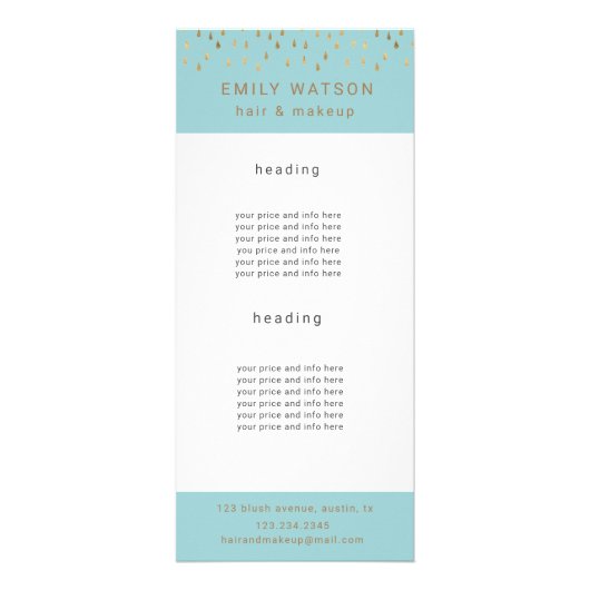 Gold Rain laat vallen Faux Folie Trendy Price Reclamekaart (Voorkant)