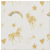 Gold Rainbow Dream Unicorn Stof (Close Up)