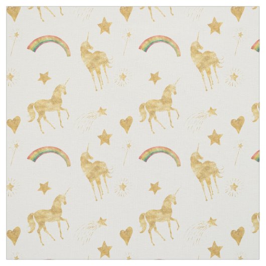Gold Rainbow Dream Unicorn Stof (Swatch)