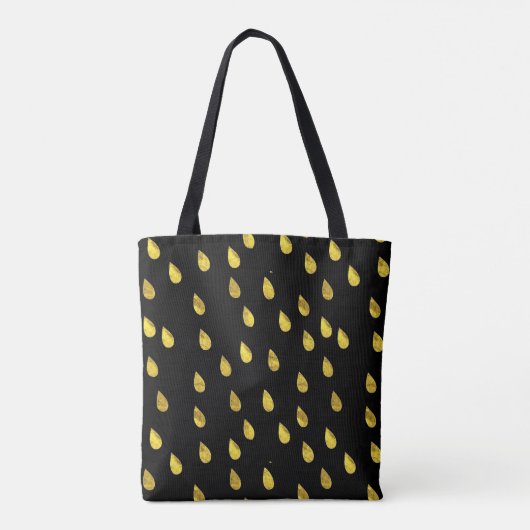 Gold Raindrop Rainy Day Patroon Tote Bag (Achterkant)