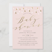 Gold raindrops snuffelscript baby shower nodigt ro kaart (Voorkant)