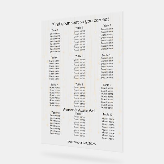 Gold Rainfall String Lights Trouwstoel Grafiek Acryl Bord (Hoek)