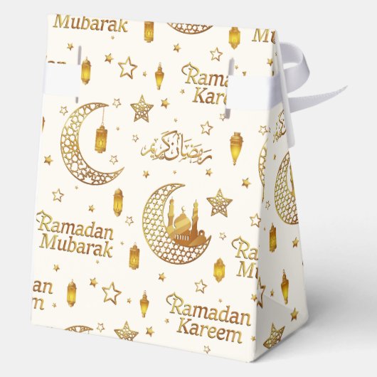 Gold Ramadan Mubarak Pattern with Custom Name Bedankdoosjes (Achterkant)