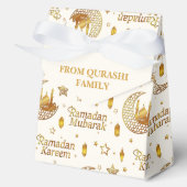 Gold Ramadan Mubarak Pattern with Custom Name Bedankdoosjes (Voorkant)