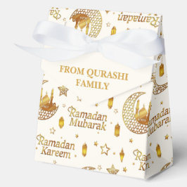 Gold Ramadan Mubarak Pattern with Custom Name Bedankdoosjes